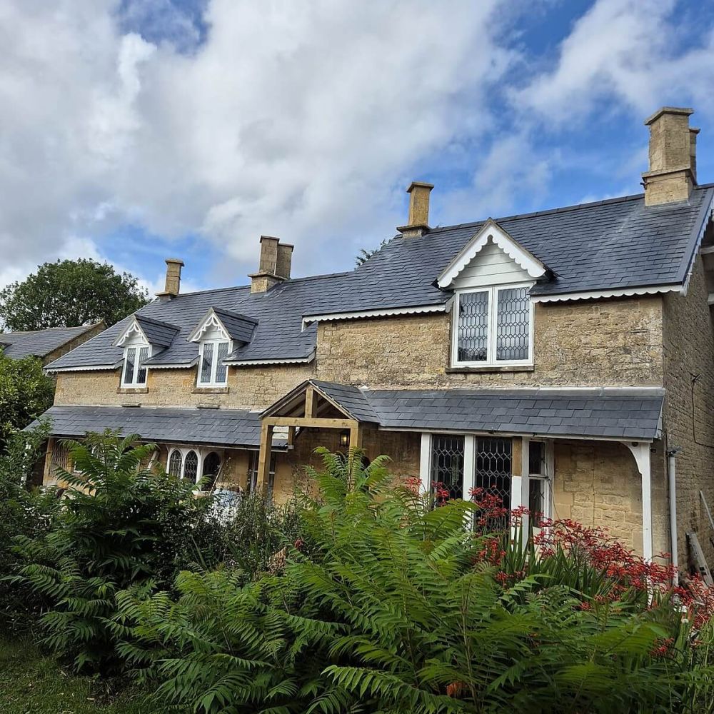 Refurbished detached stone house near Chipping Norton with new slate roof